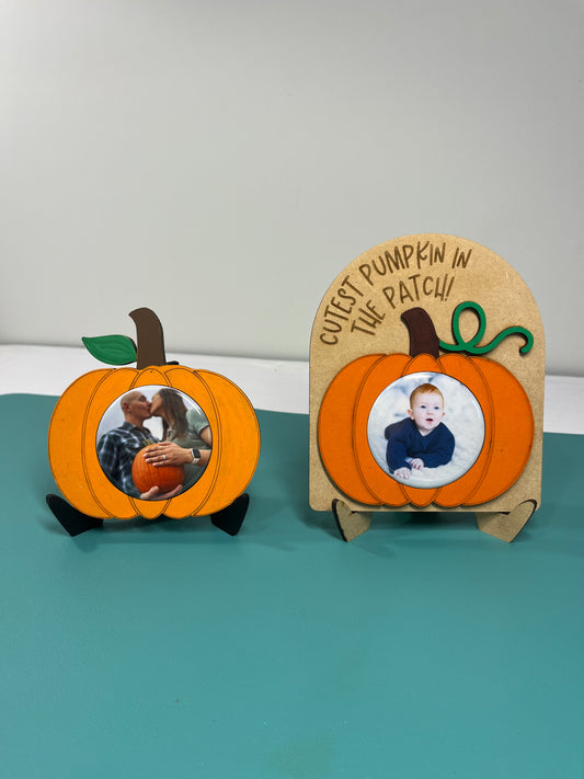 Wooden Pumpkin Frame with Photo Magnet